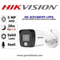 Hikvision DS-2CE10KF0T-LPFS 5mp Gece Renkli ve Sesli AHD Bullet Kamera